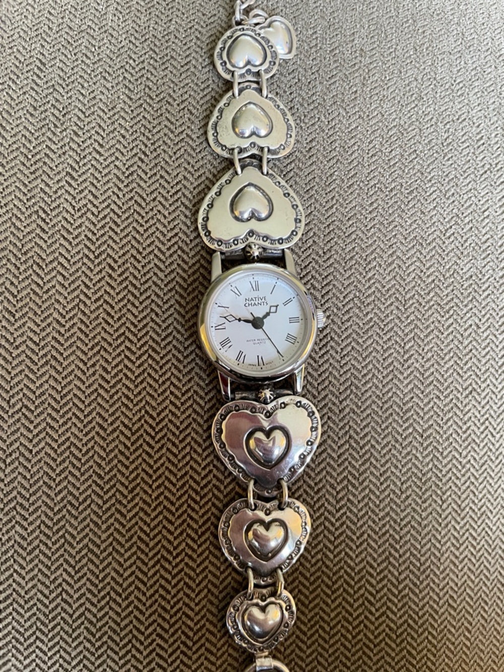 Native Chants Sterling Silver Heart Link Watch
